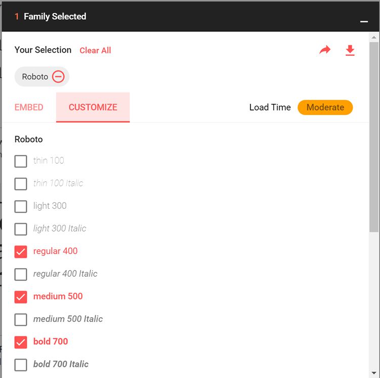 4 roboto google fonts