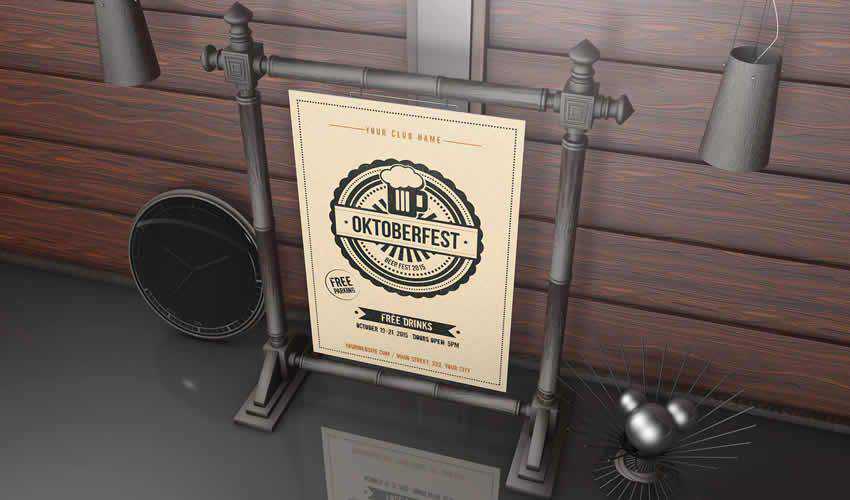 Photo-realistic photoshop psd poster mockup template editable flyer