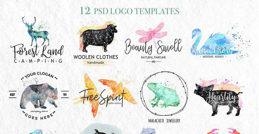 Watercolor Animal Logo Templates