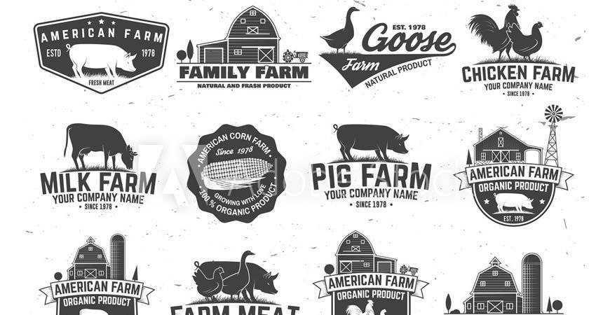 American Farm Badge Label Logo Templates animals