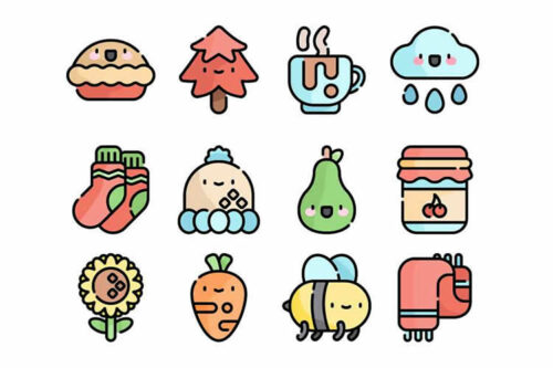 The Free Autumn Kawaii Icon Set (50 Icons in SVG & PNG Formats)