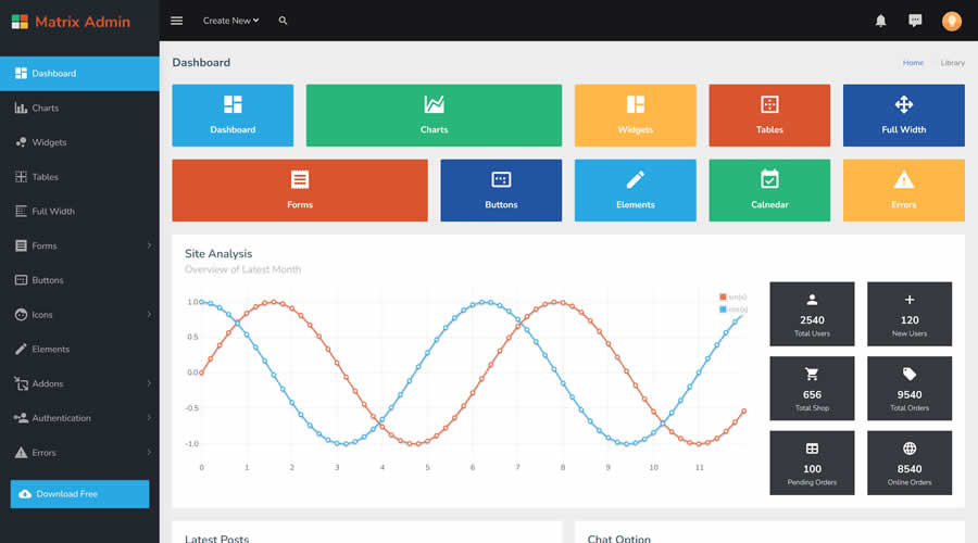 Matrix Admin Bootstrap 5 Admin Dashboard Template Kit UI Free