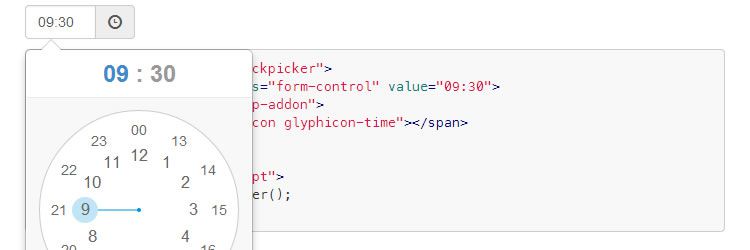 unique clock style timepicker Bootstrap