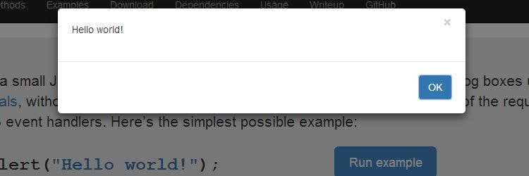 small javascript library create programmatic dialog boxes Bootstraps modals windows