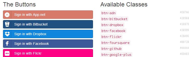 pure CSS social sign-in button library for bootstrap