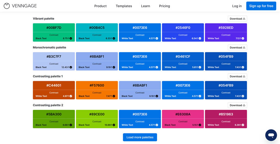 Accessible color palette generator