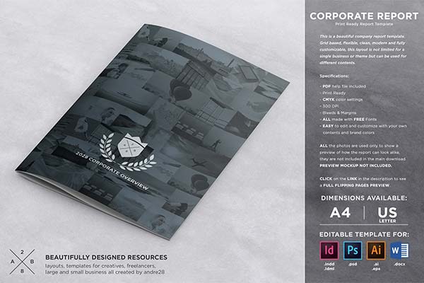 Corporate Brochure Report InDesign and Photoshop Template 