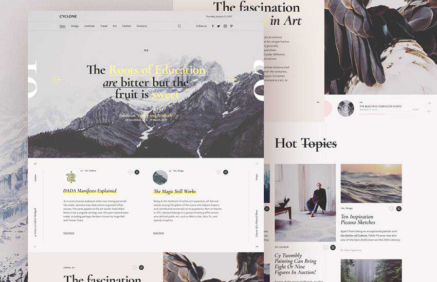 Cyclone Magazine web design layout adobe photoshop template free psd format