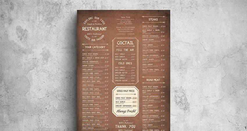 Vintage Poster Food Menu Photoshop PSD