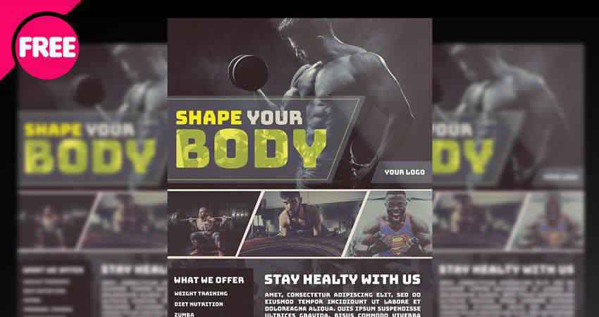 Gym Bodybuilding Flyer Template Photoshop PSD