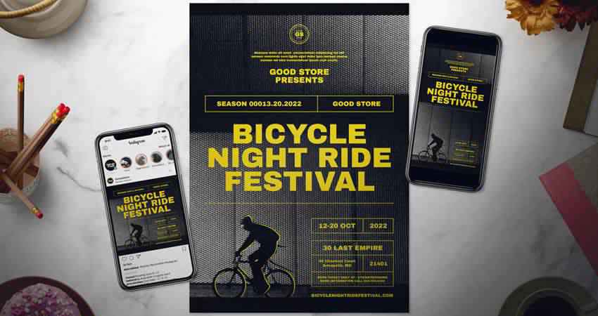 Bicycle Event Flyer Set Photoshop PSD