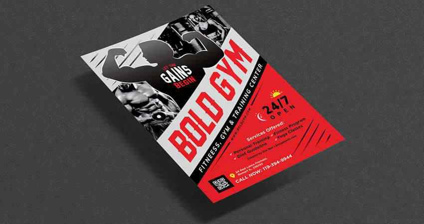 Gym Body Training Fitness Flyer Template Photoshop PSD