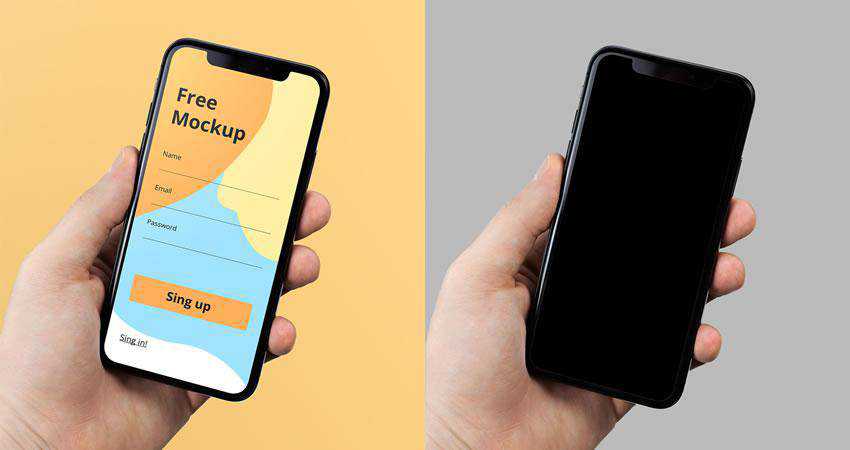 iPhone in Hand free iphone mockup template psd photoshop