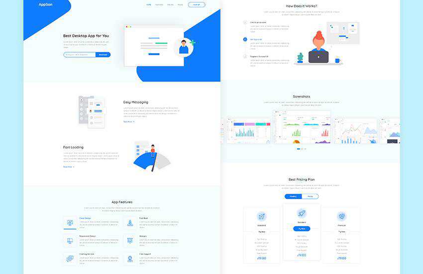 Mobile App Landing Page web design layout adobe photoshop template free psd format