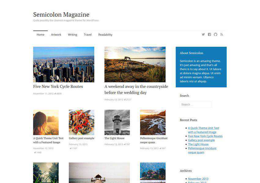 Semicolon Simple Clean free wordpress theme wp responsive magazine news blog