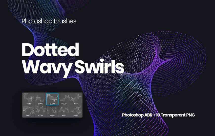 Dotted Wavy Swirls ribbon swirl photoshop brush free