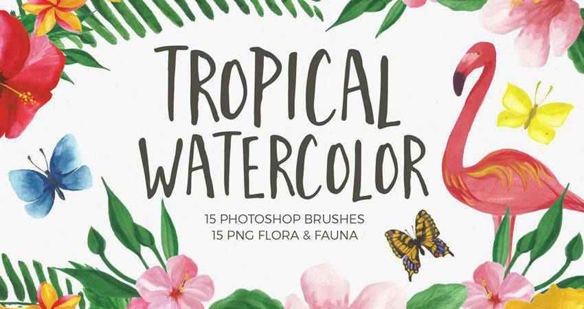 Tropical Watercolor  free photoshop nature brush sets