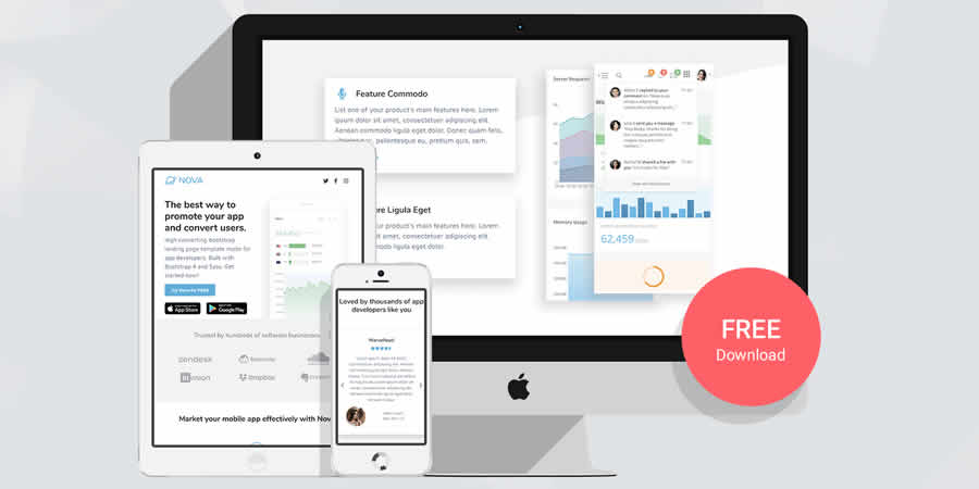 Nova Landing Page Free Responsive HTML CSS Web Template