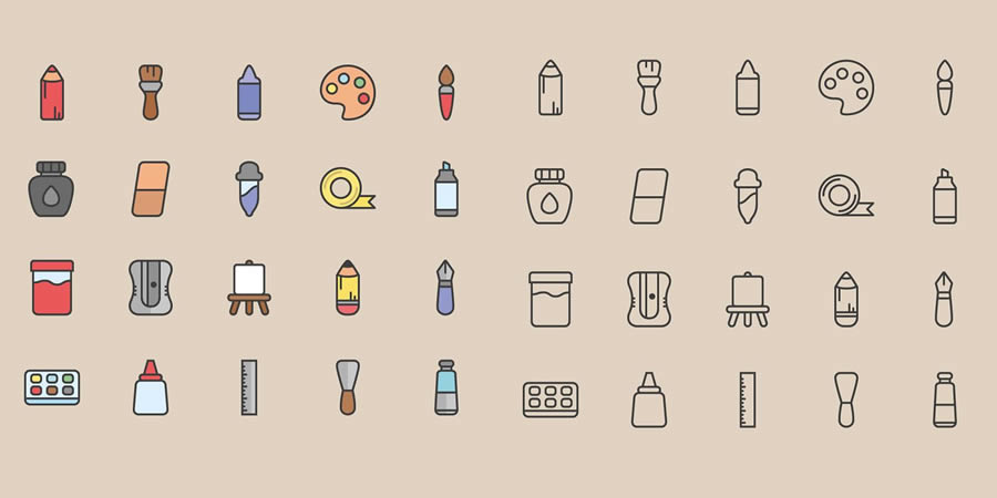 The Free Art Tools Icon Set AI SVG PNG