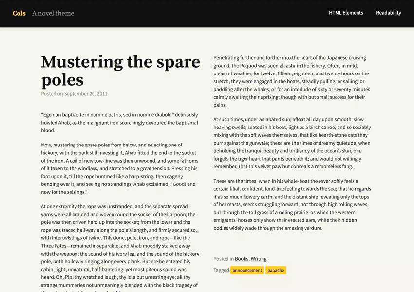 Cols Theme Telling Stories free wordpress theme wp responsive template blog writer longform article