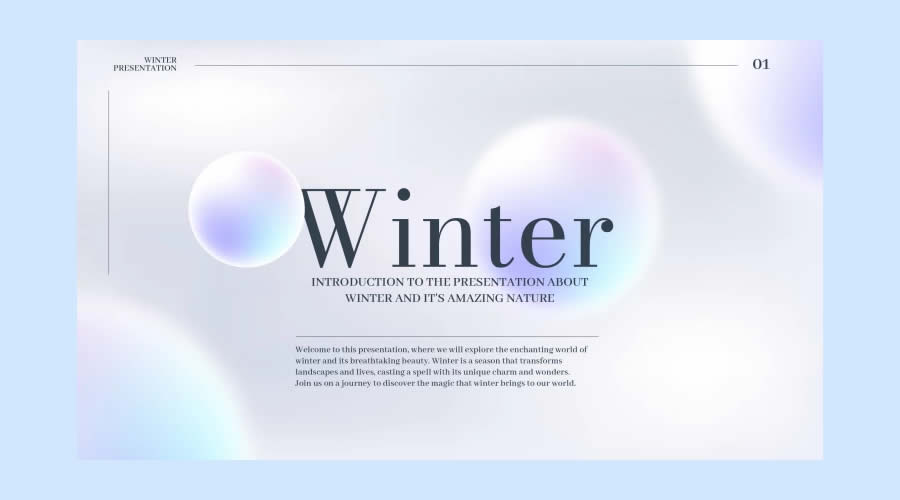 Winter Minimalist google slides theme presentation template free