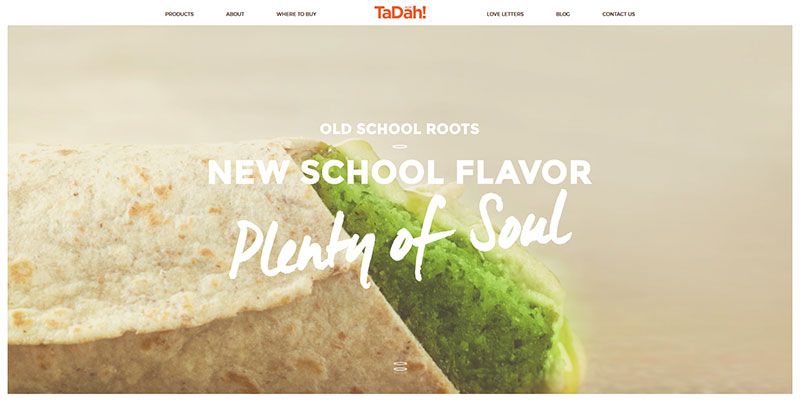 Tadah Foods handdrawn typography web design trend