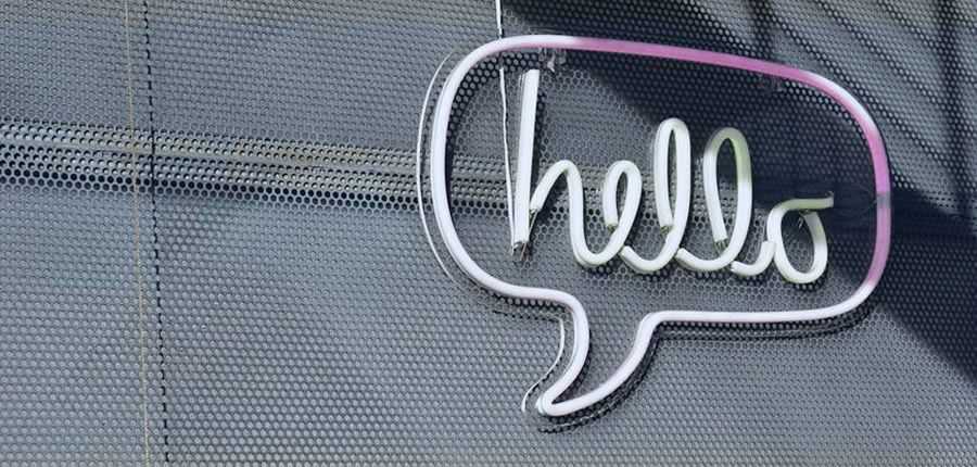 hello neon text blue