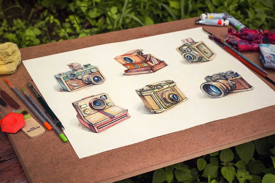 Vintage Camera Sketches