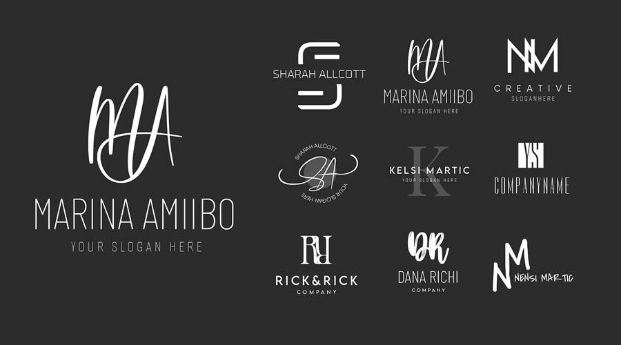 Initial Photoshop PSD Logo Template Brand Collection Pack