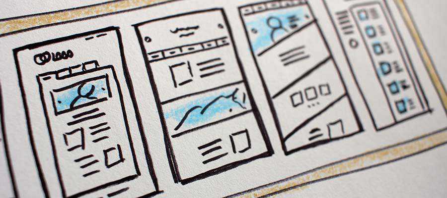 Mobile app screen sketches.