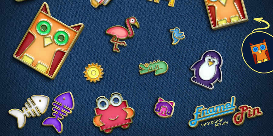 Enamel Pin Photoshop Action Set