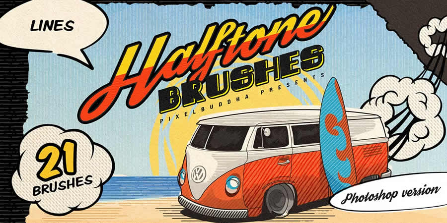 Halftone Lines: Vintage Photoshop Brushes Tools Presets Free ABR