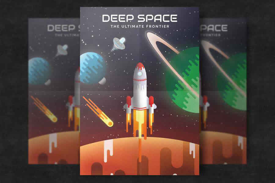Flat Space poster mockup template format Adobe Photoshop