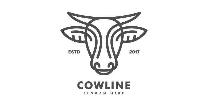 Cow Line Art Style Logo Template restaurant cooking food