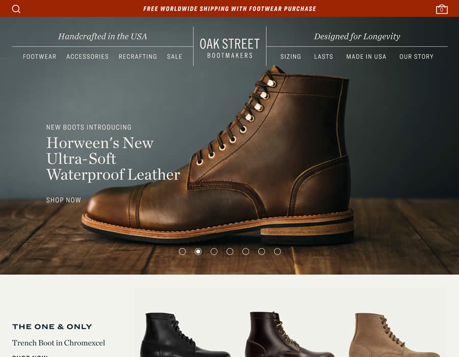 Oak Street Bootmakers ecommerce web design inspiration user interface shop