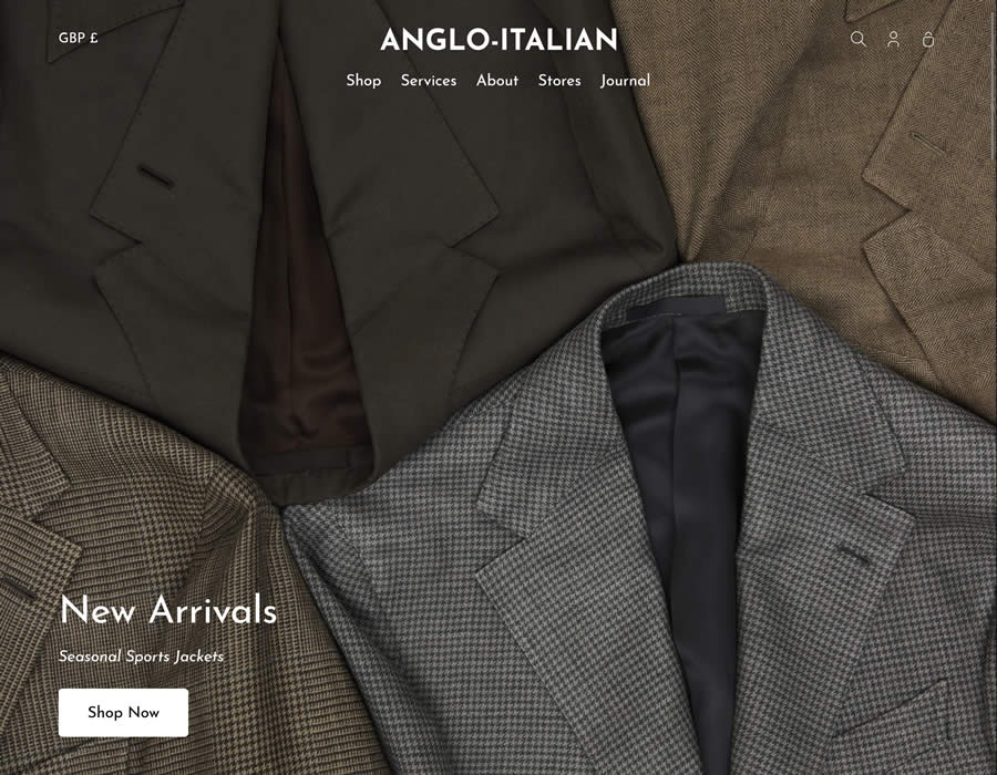 Anglo-Italian ecommerce web design inspiration user interface shop