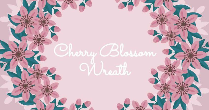 Cherry Blossom Wreath vector template free illustrator