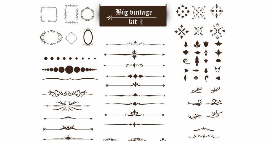Vintage Ornaments Vector Kit template free illustrator