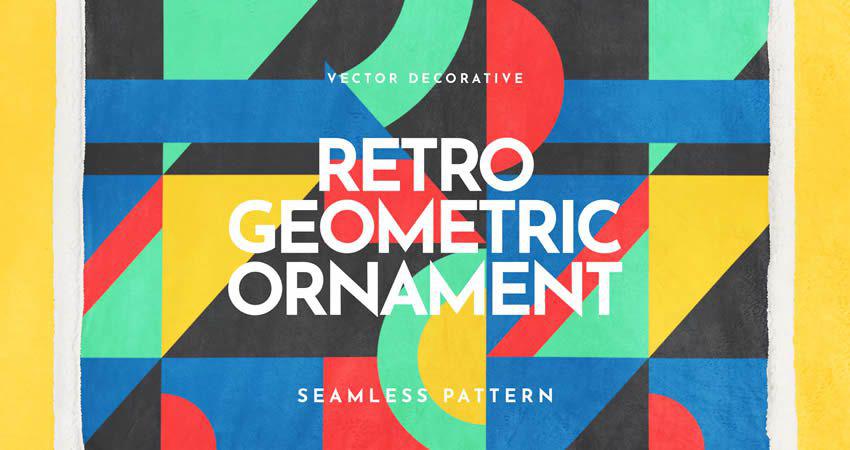 Retro Geometric Ornament Seamless Pattern vector template free illustrator