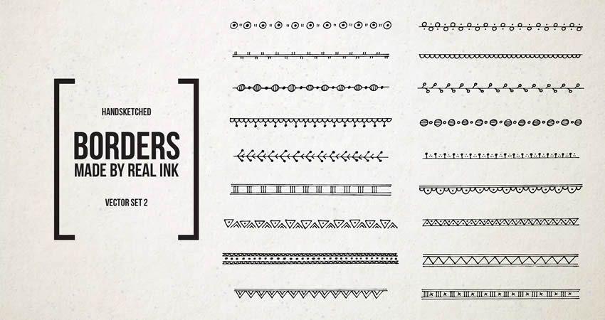 Ornamental Decorative Ink Borders Set vector template free illustrator