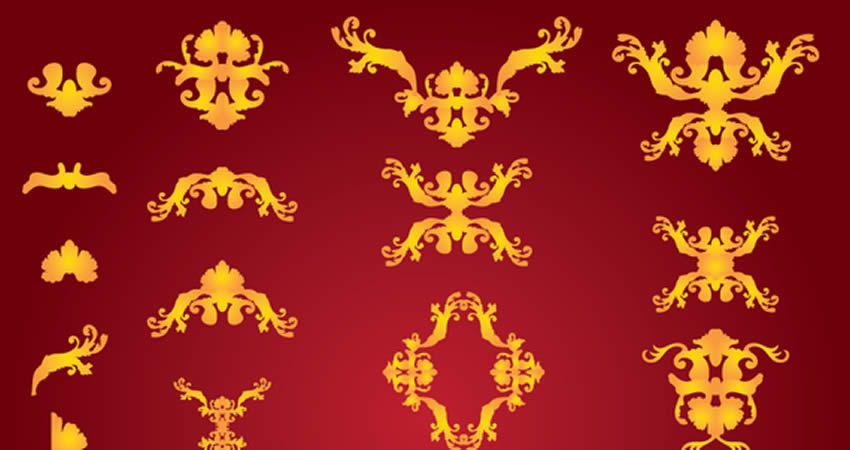 Classic Gold Vector Ornaments template free illustrator