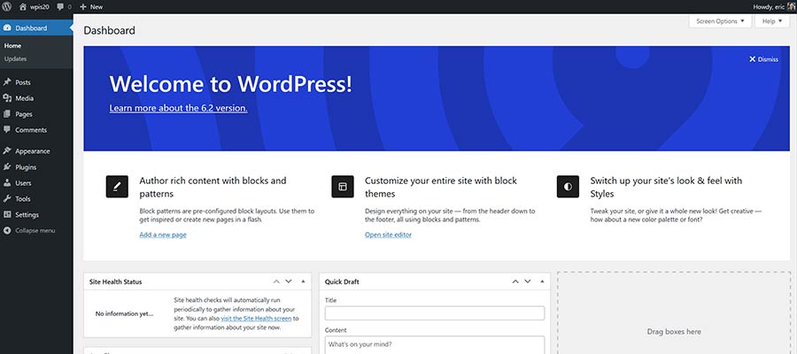 A default installation of WordPress is still easy to navigate.