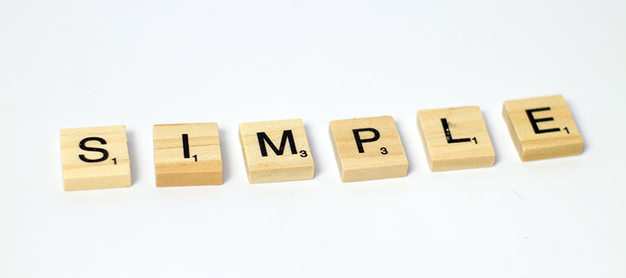 Letter tiles spell out: SIMPLE.
