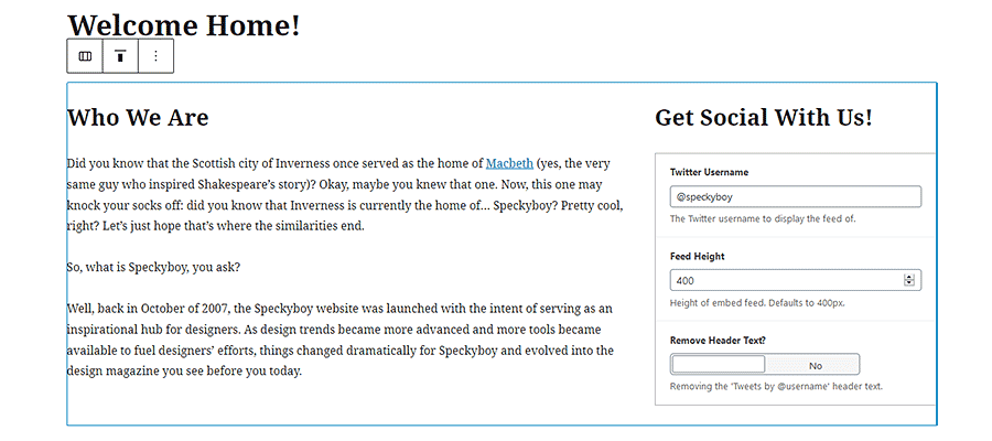 A Custom Layout in the Gutenberg Block Editor
